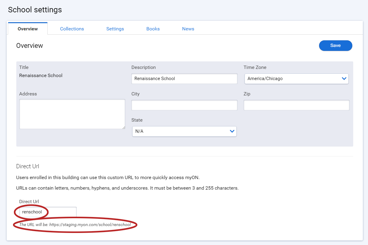 the Direct URL field