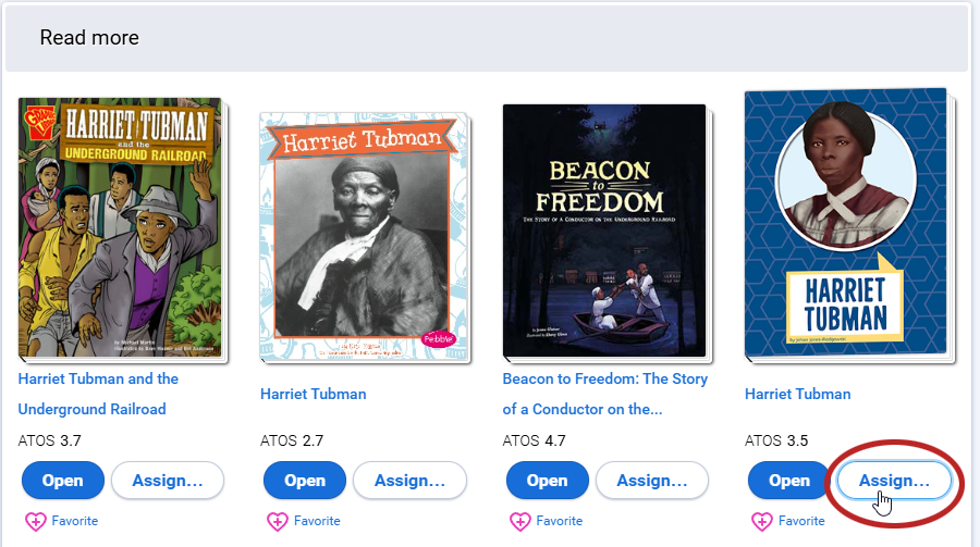 an example of the Assign option for a book