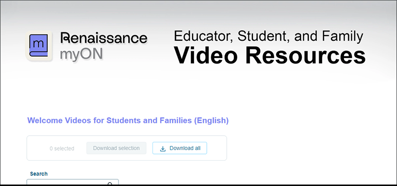 the myON video resources page