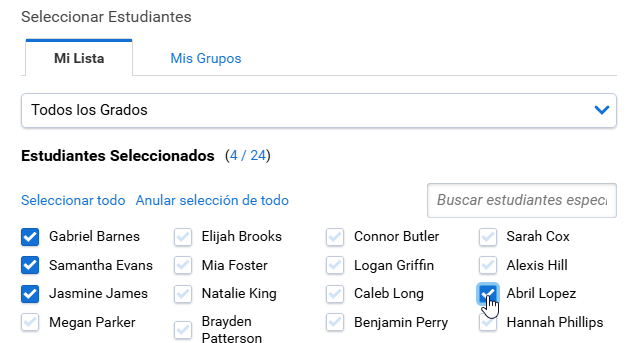los alumnos de su clase