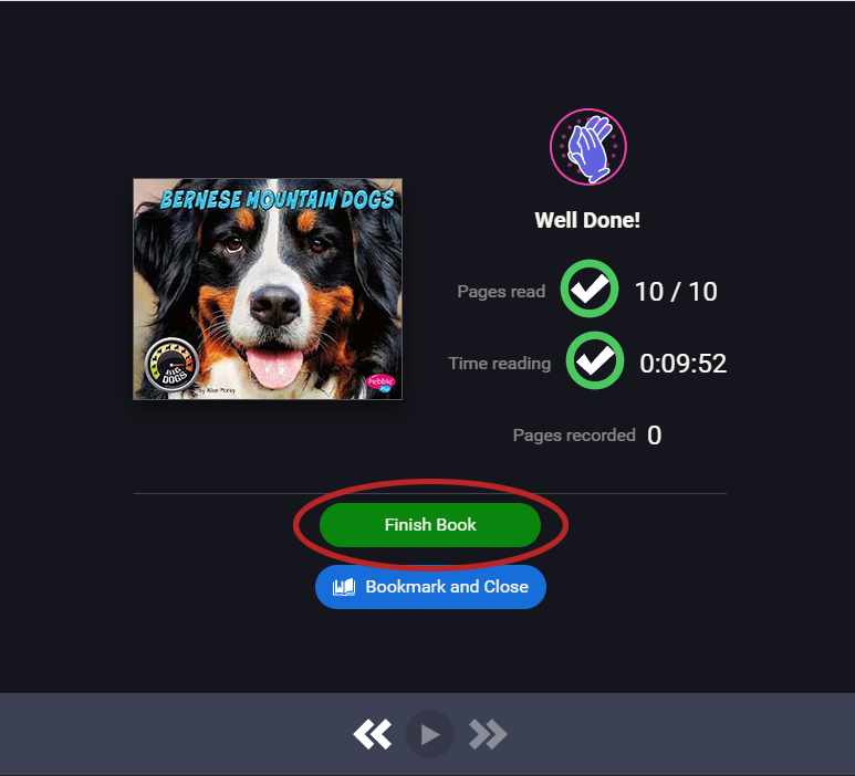 the Finish Book option