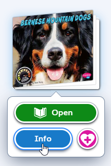 the Info button when a book cover is selected
