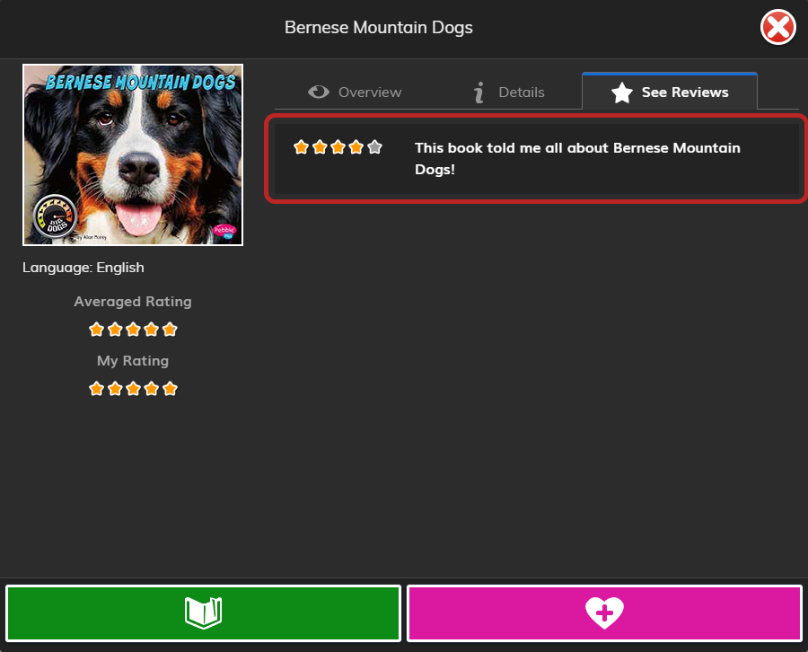 an example of a review in the book information window
