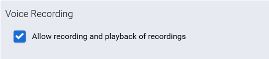 the check box labeled Allow recording and playback of recordings