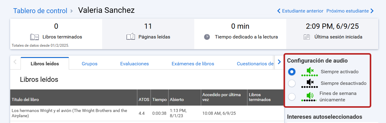 Configuración de Audio