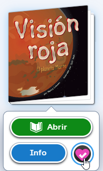 El botón de favoritos, con una marca de verificación en el corazón