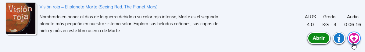 El botón de favoritos, un corazón con un signo más